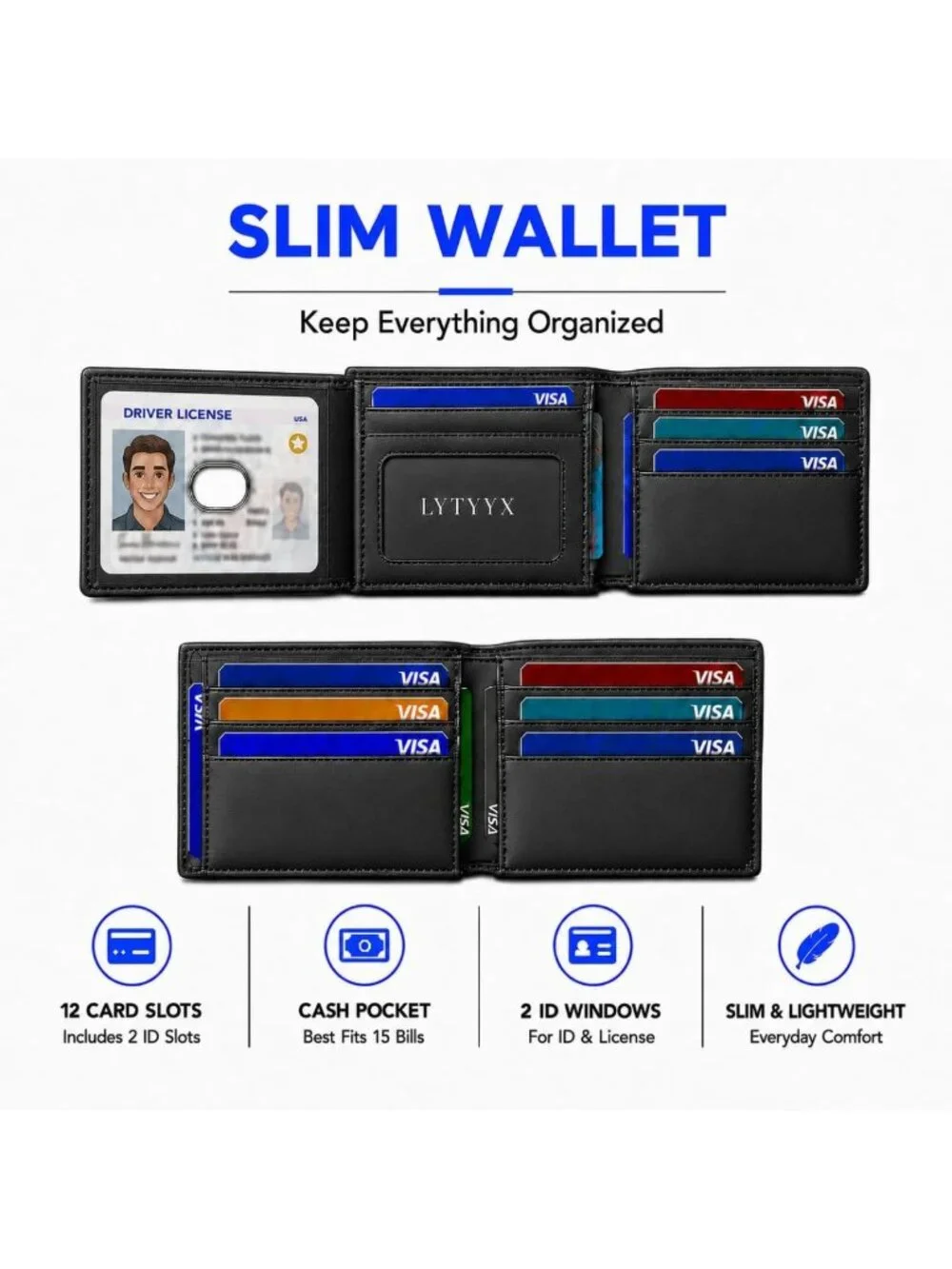 Slim RFID Blocking Genuine Leather Bifold Wallet for Men - Stylish & Functional